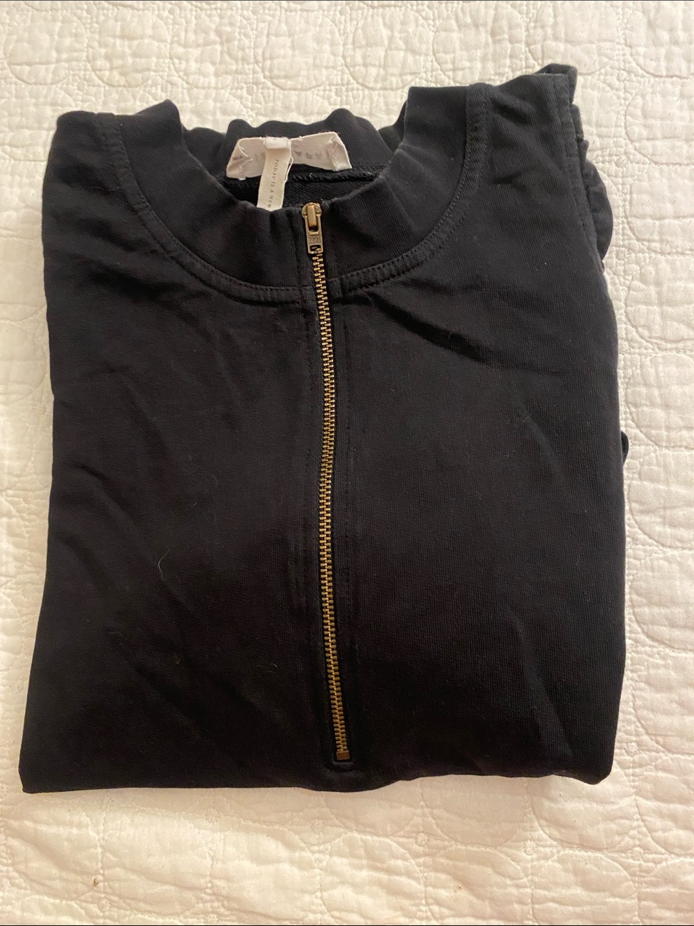Apiece Apart Black Half-Zip Crewneck Sweater